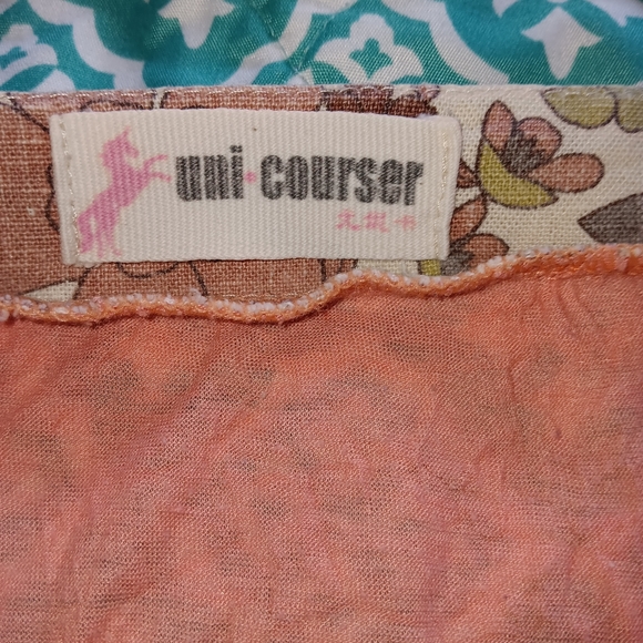 Y2K ~ Pastel Peach Floral Square Neck Ruffle Hem Top S - Picture 4 of 10